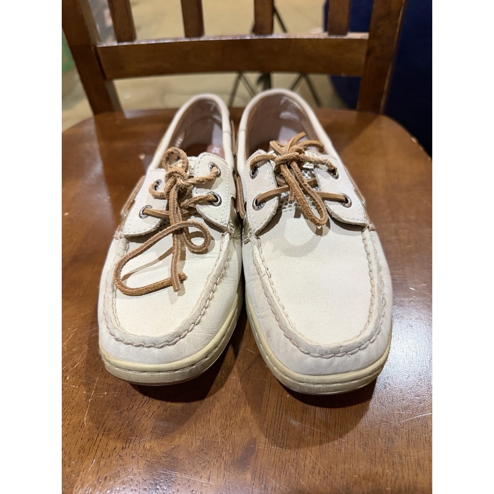 Sperry Bluefish 2-eye Top Sider Ivory Open Mesh Leather Loafers Women's Size 6